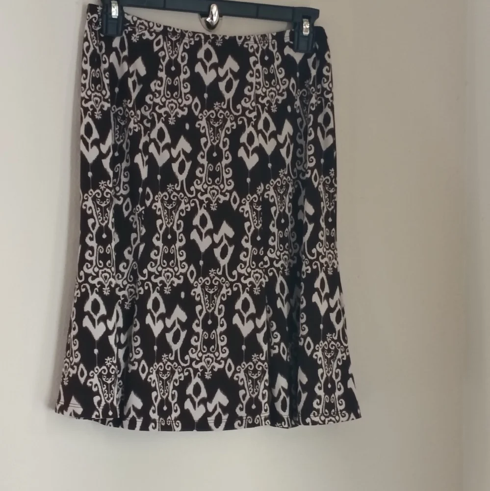 Connected Petite Skirt Women Medium Brown & White Versatile Academia Office 90's